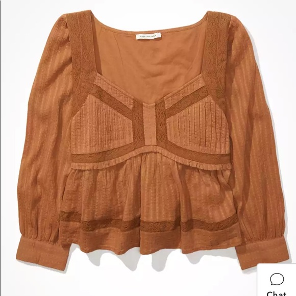 AE Long-Sleeve Babydoll Blouse - Picture 3 of 4